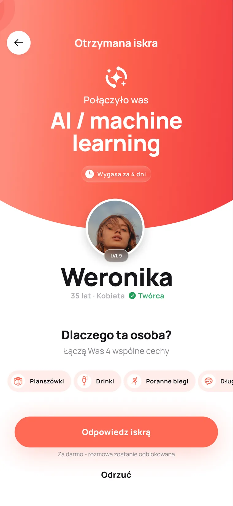 Otrzymana iskra od Weroniki: połączyło was AI i machine learning